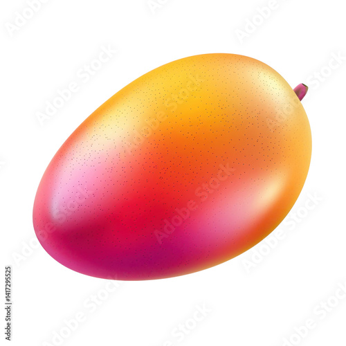 vibrant mango with smooth, glossy surface showcasing gradient of yellow, orange, and red hues, evoking sense of freshness and tropical delight