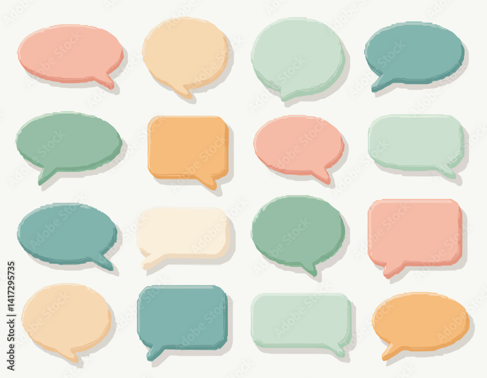 Pastel Speech Bubbles on White Background Pastel Speech Bubbles on White Background