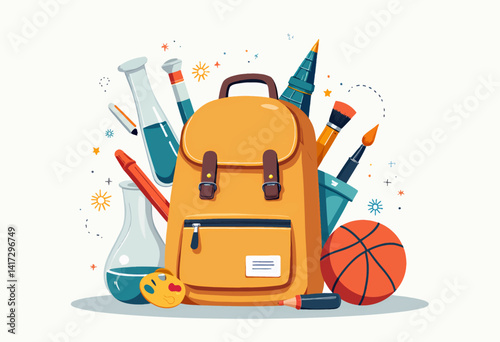 School Backpack with Art and Science Supplies
