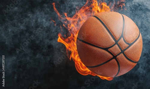 Wallpaper Mural Basketball in Flames on Dark Background for Sports Themes Torontodigital.ca