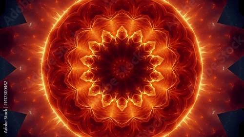 Sunburst Kaleidoscope Mandala Animation Blending Vibrant Patterns and Radiant Symmetry for Intro Opening Background