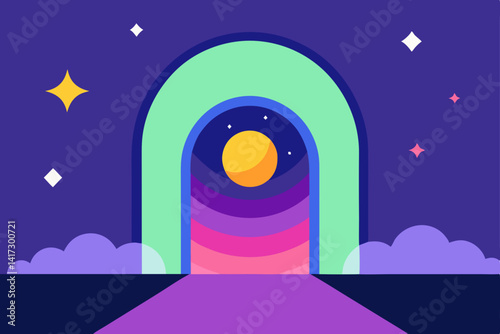 night sky with moon and stars