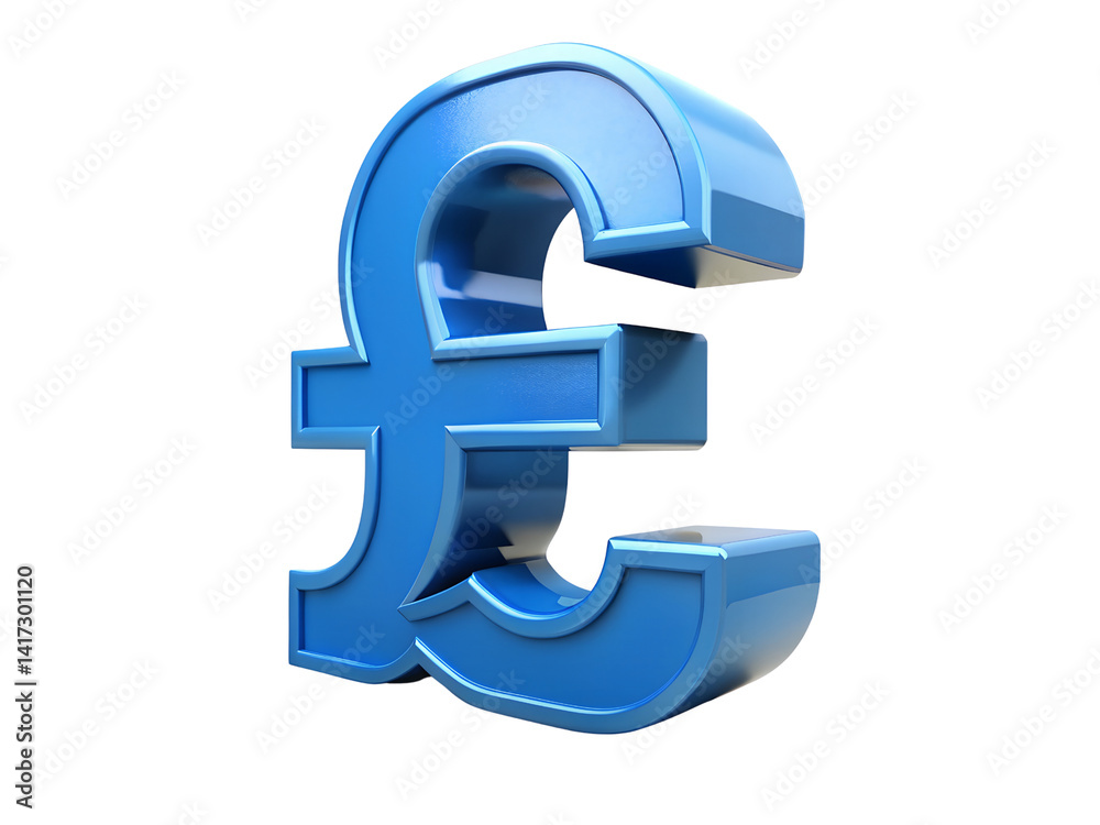 Fototapeta premium 3D Blue Pound Currency Symbol, 3D Illustration, 3D Rendering, 3D Icon