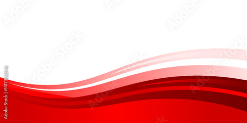 Red and pink abstract wave vector background with smooth flowing curves blending into a white upper space, ideal for modern designs or presentations.