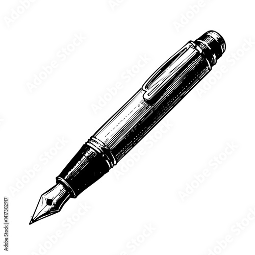 Retro pen sketch engraving black and white outline. Scratch board imitation.  illustrated in vintage line art style on a white background.