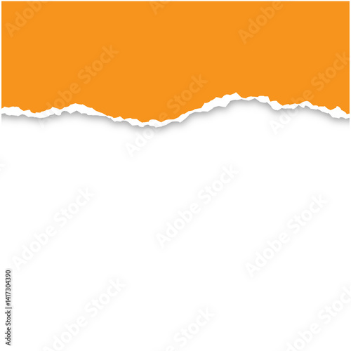  paper cut strips—one white and one orange—on a black background, creating a striking contrast with jagged edges for a textured effect.