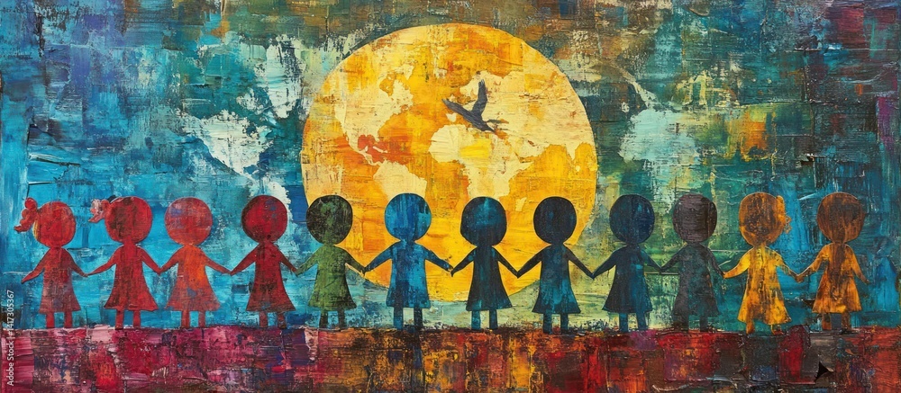 Fototapeta premium Children United Around Globe