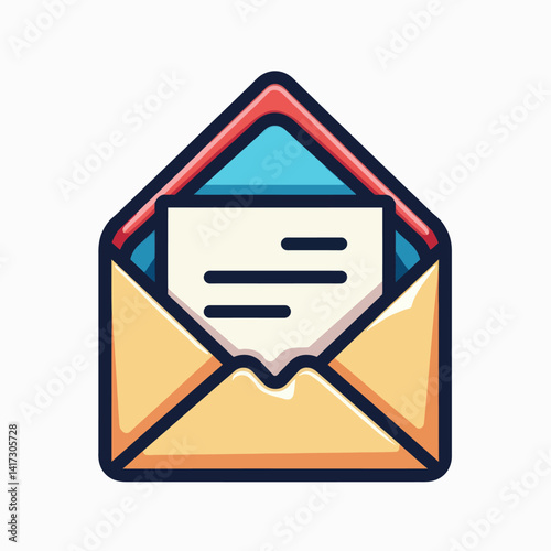 Innovative E-mail Marketing Artwork: Open Envelope Vector Design for Online Communication and Promotion, Ideal for Announcement and Direct Mail Campaigns in E-commerce.
