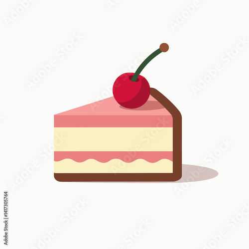 Add a touch of sweetness to your designs with this vibrant vector drawing of a slice of cherry cake, perfect for bakery promotions, dessert menus, and projects that celebrate the joy of baking and del