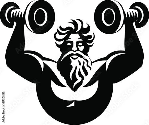 Retro cartoon illustration shows a funny isolated zombie and men cartoon worker flexing a muscle, not using a camera for sport