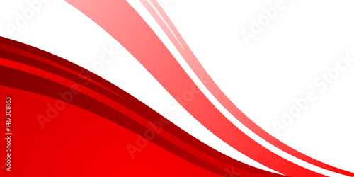 Red and pink abstract wave vector background with smooth flowing curves blending into a white upper space, ideal for modern designs or presentations.