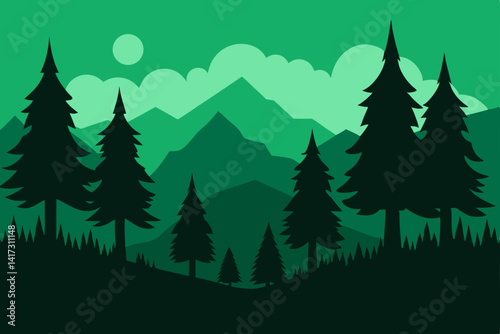 Wallpaper Mural hand-drawn-forest-silhouette-landscape Torontodigital.ca