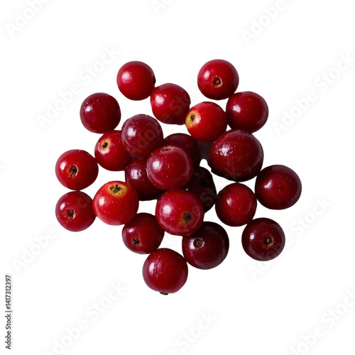A pile of red berries on a white or transparent background.