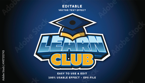 learn club editable text effect with modern and simple style