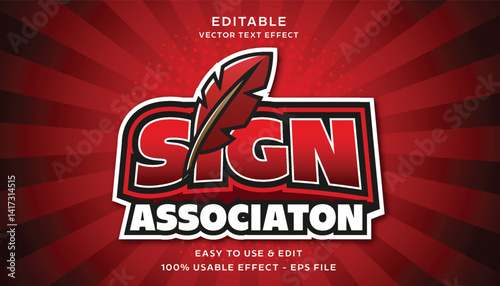 sign association editable text effect with modern and simple style