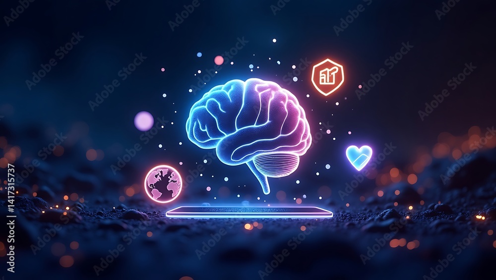 Obraz premium Abstract shapes vibrant glowing colors futuristic concept image