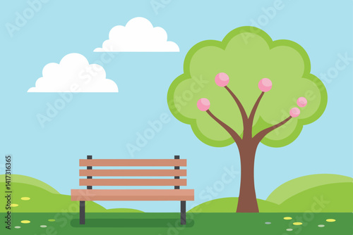 park bench and tree