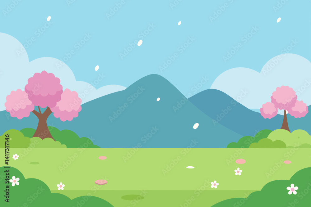 Fototapeta premium quiet-spring-meadow-with-anime-aesthetic