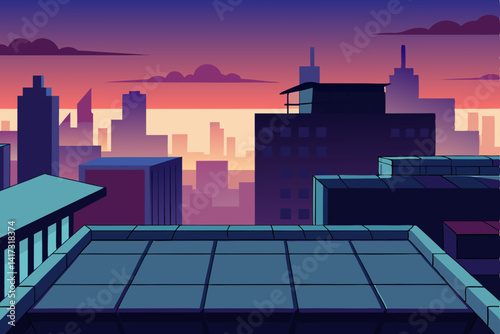 sunset over the city