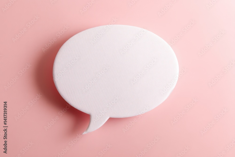a single white speech bubble on a pastel pink background a single white speech bubble on a pastel pink background