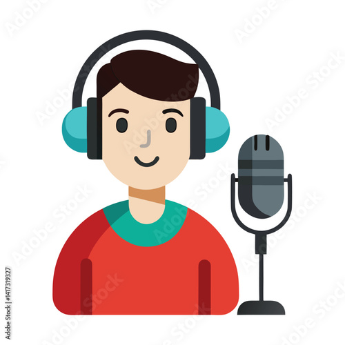 3D Render of Headphones with Mic on Man?s Head ? Vector Illustration, Cartoon, Clipart, and Line Art Design for Print 1.eps