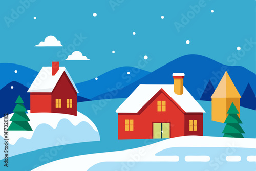winter landscape with house