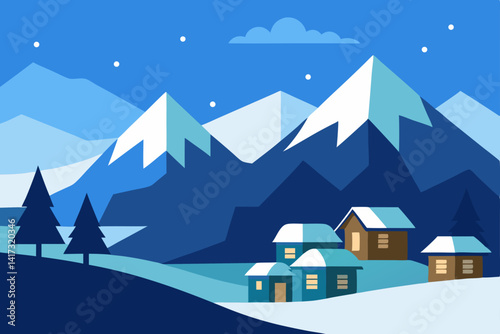 winter landscape with houses