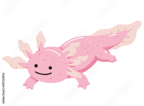 Happy Pink Axolotl Swimming
