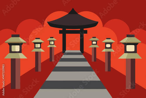red carpet with lanterns