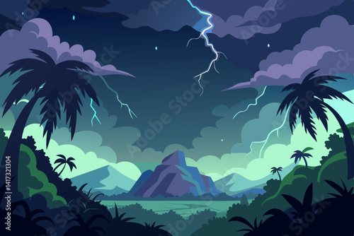 tropical island with palm trees and sea