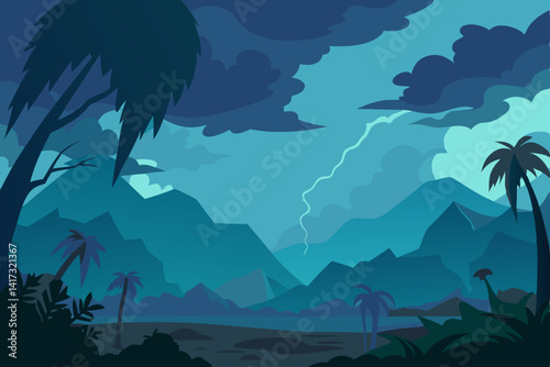 vector illustration of a tropical island