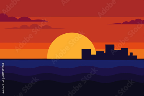 sunset over the city