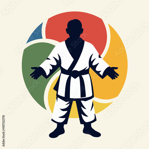 Add a touch of athleticism and determination to your designs with this striking vector drawing of a karate fighter in a competitive stance, perfect for sports blogs, fitness magazines, and promoting m