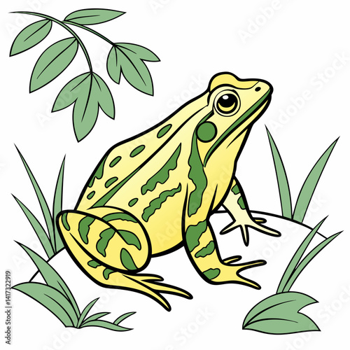 A green amphibian frog, a cute animal from nature, isolated on white