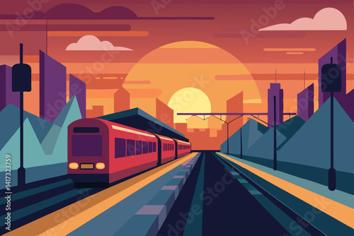 railway station in the evening