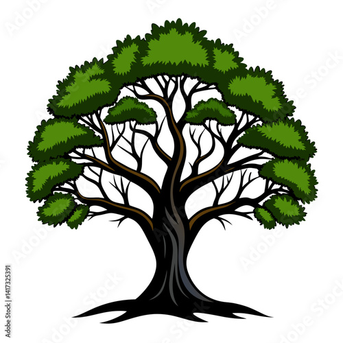  Bold Outline of Blackthorn Tree Illustration