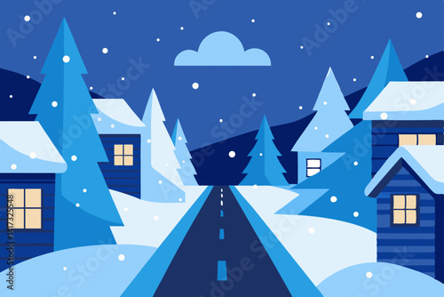 winter landscape with houses