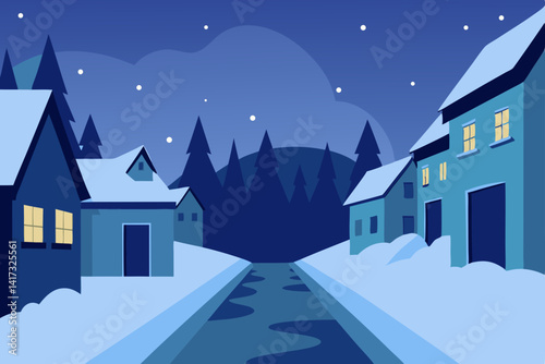 winter landscape with houses