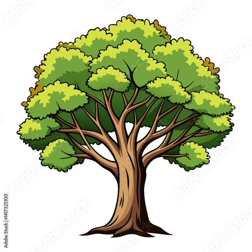  Stylish Box Elder Tree Illustration with Bold Outline