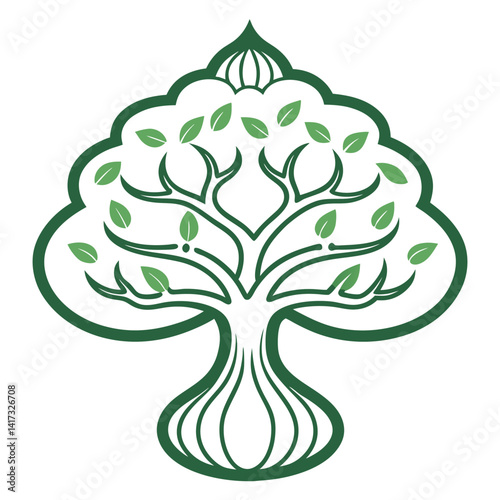  Bold Calabash Tree Illustration on White Background