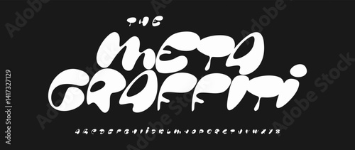 Graffiti Font, Bold Urban Street Drip Style Alphabet, Creative Unique Modern Typeface for Powerful Youth Culture Poster Headline, Logo, Music Design, Printable Art Experimental Look. Vector Typeset