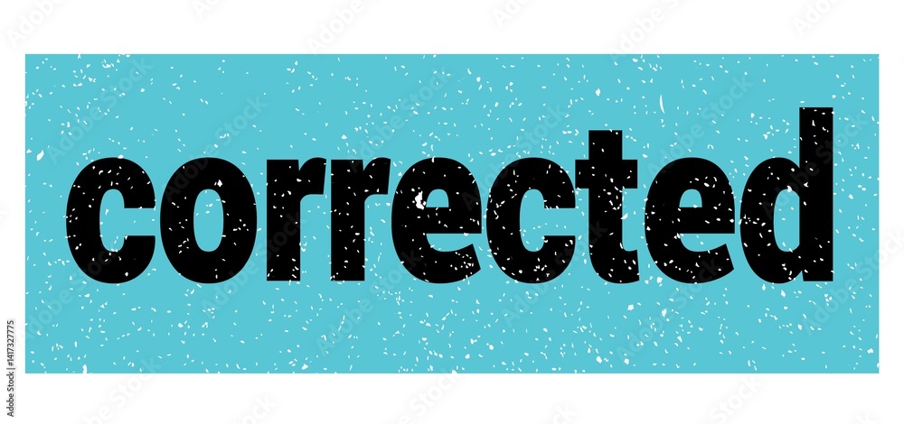 corrected text written on blue-black stamp sign.