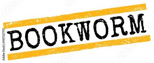 Obraz na płótnie BOOKWORM text on yellow-black grungy lines stamp sign. w salonie