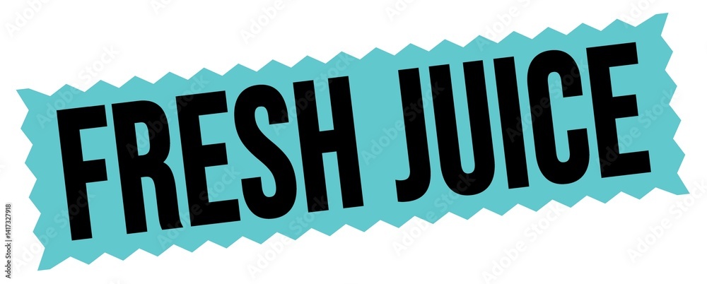 FRESH JUICE text written on blue-black zig-zag stamp.