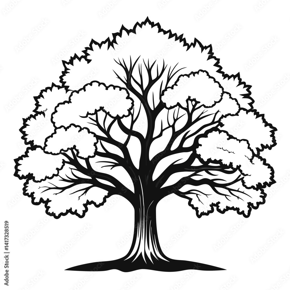 Obraz premium Charming Chinquapin Oak Tree Design Featuring Bold Outline