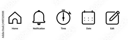 A collection of time, date, and calendar icons, perfect for projects related to scheduling, organization, and time management. Ideal for apps, websites, and digital tools focused on productivity.