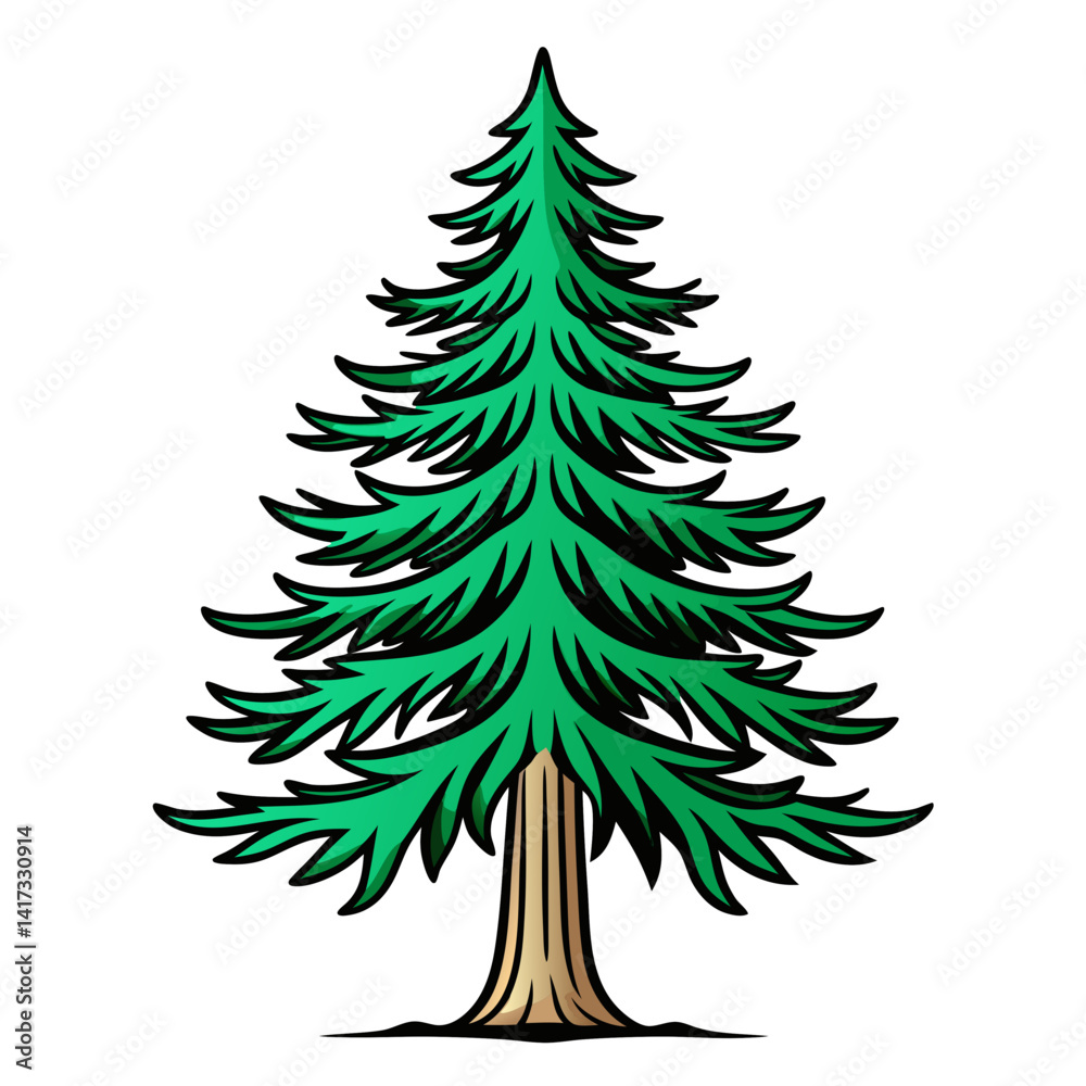 Fototapeta premium Elegant Douglas Fir Tree Illustration Design