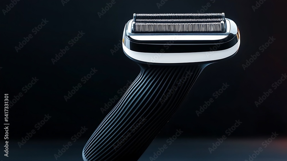 Sleek personal care tool. Intricate handle design, polished head, and minimalist presentation Sleek personal care tool. Intricate handle design, polished head, and minimalist presentation