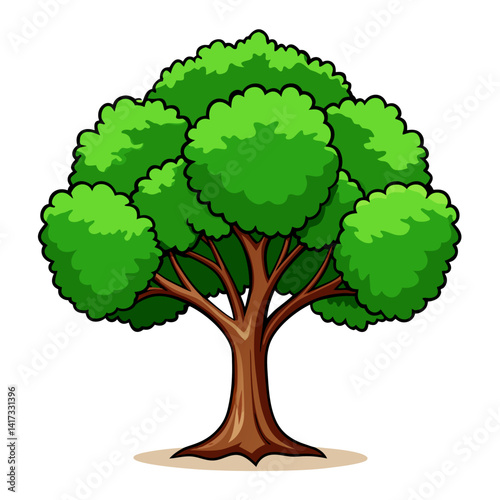  Elegant Elm Tree Illustration with Bold Outline