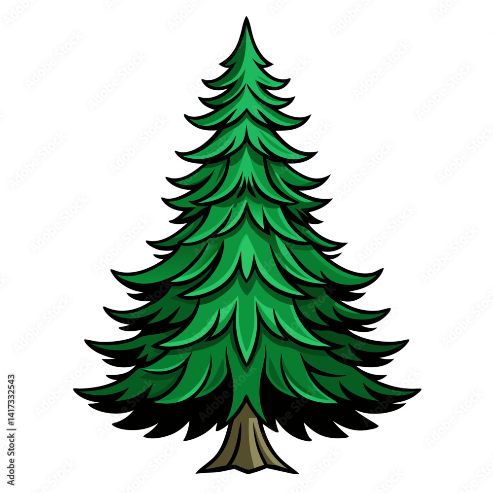 Elegant Fraser Fir Tree Graphic with Bold Lines Elegant Fraser Fir Tree Graphic with Bold Lines